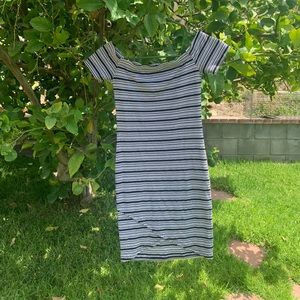 black and white striped dress